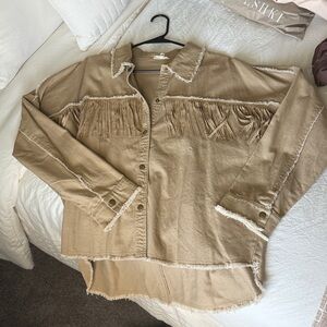 Camel fringe jacket